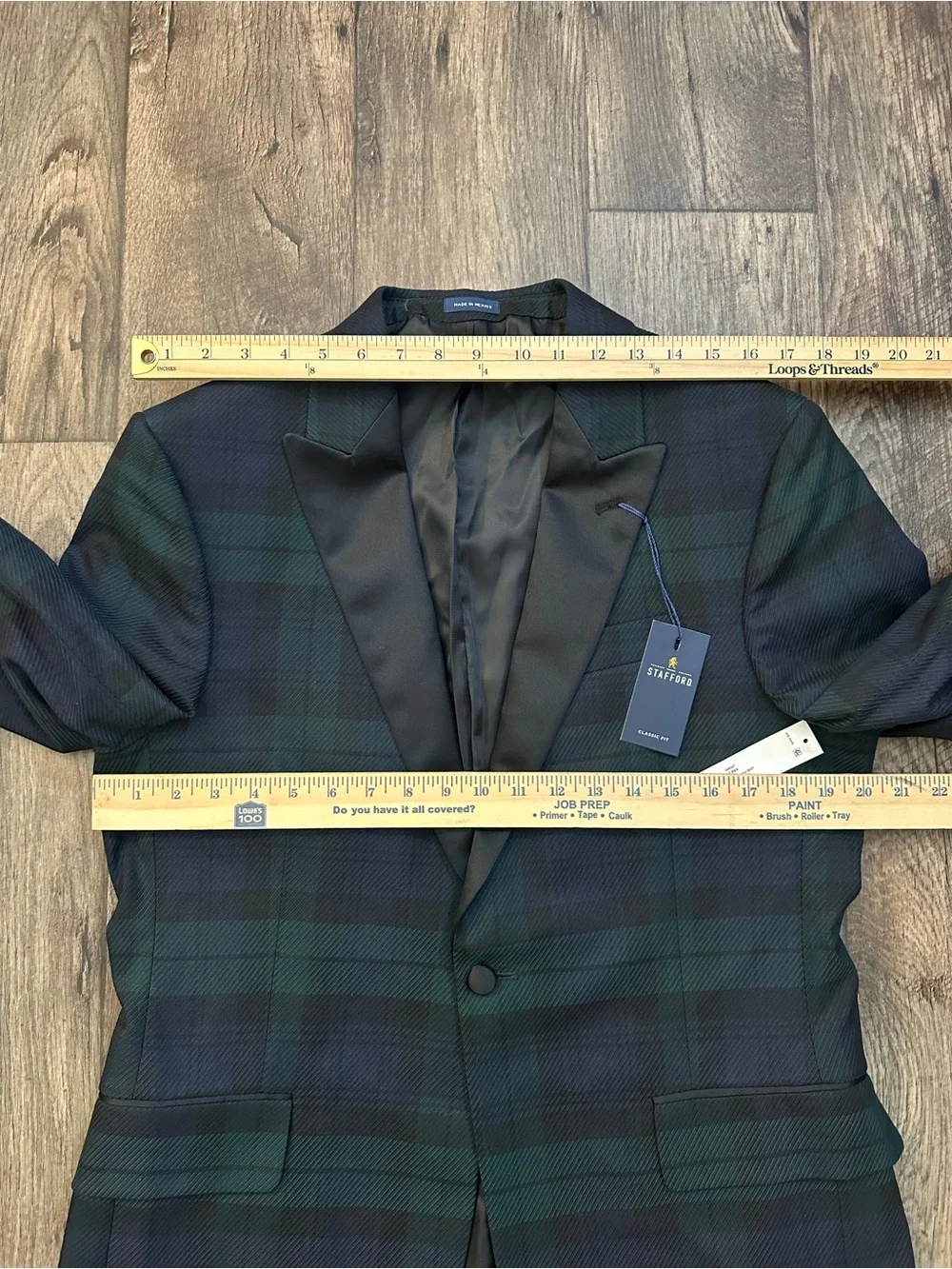 Stafford Classic Fit Tuxedo Evening Blazer Men’s Size 40 Reg plaid Multicolour